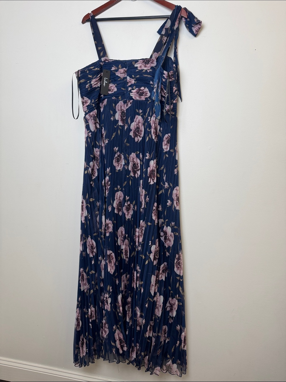 Lulus Navy Blue Floral Tie-Shoulder Maxi Dress - Picture 6 of 8